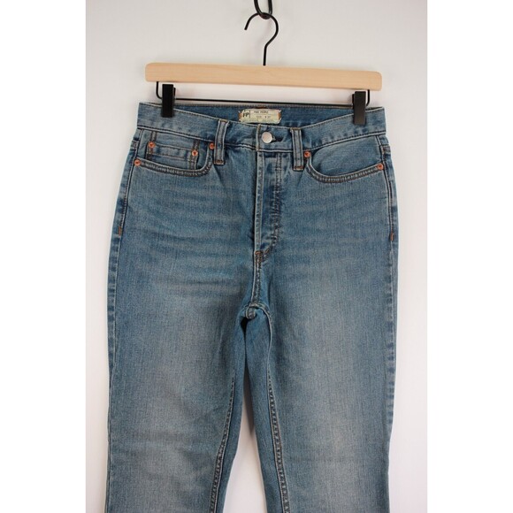 Free People Womens Jeans Blue Denim Cropped Tapered Medium Wash Zip Fly Size 27 - Picture 4 of 9